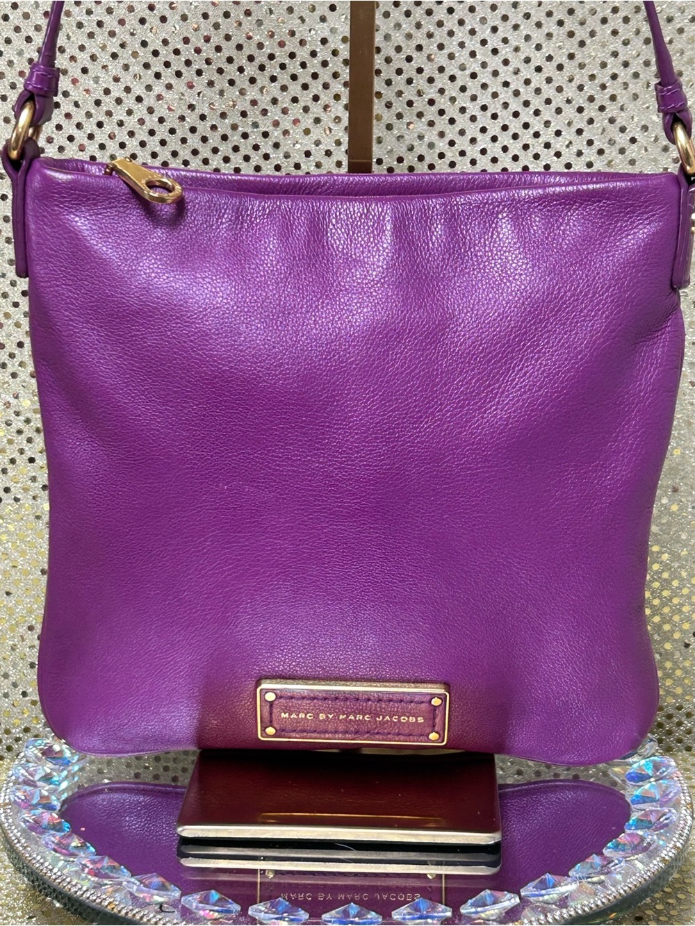 Marc by Marc Jacobs Purple Leather Crossbody Bag Approximately 10 x 9.5